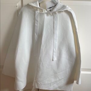 Elegant White Hoodie  with Pearl Accents